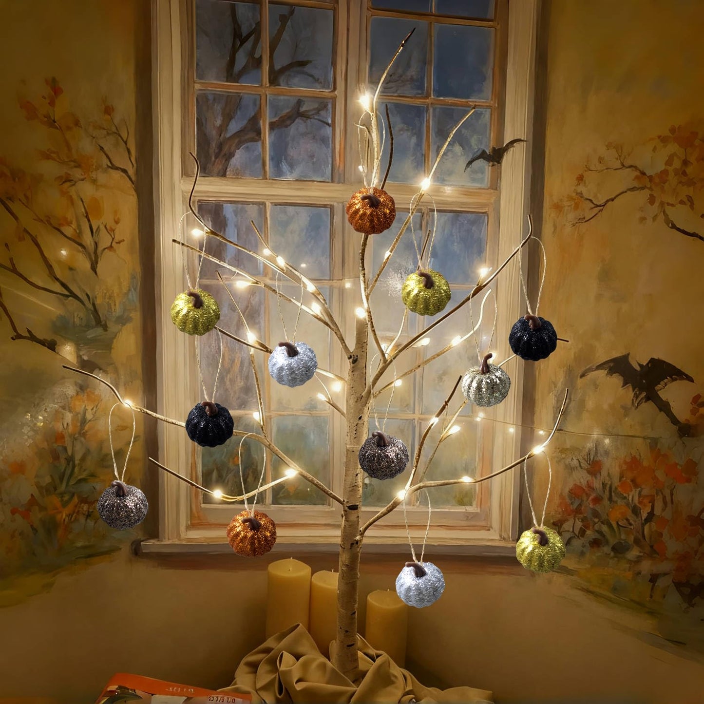 Fall Pumpkin Ornaments, 30Pcs Hanging Pumpkins Thanksgiving Tree Decorations, 1.4" Mini Pumpkins Farmhouse Fall Ornaments for Small Tree for Autumn Thanksgiving Halloween Christmas Harvest (30Pcs)