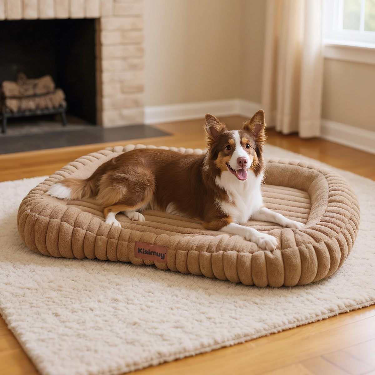 KISIMUY Orthopedic Dog Bed, Durable Calming Bolster Dog Couch Large Dogs