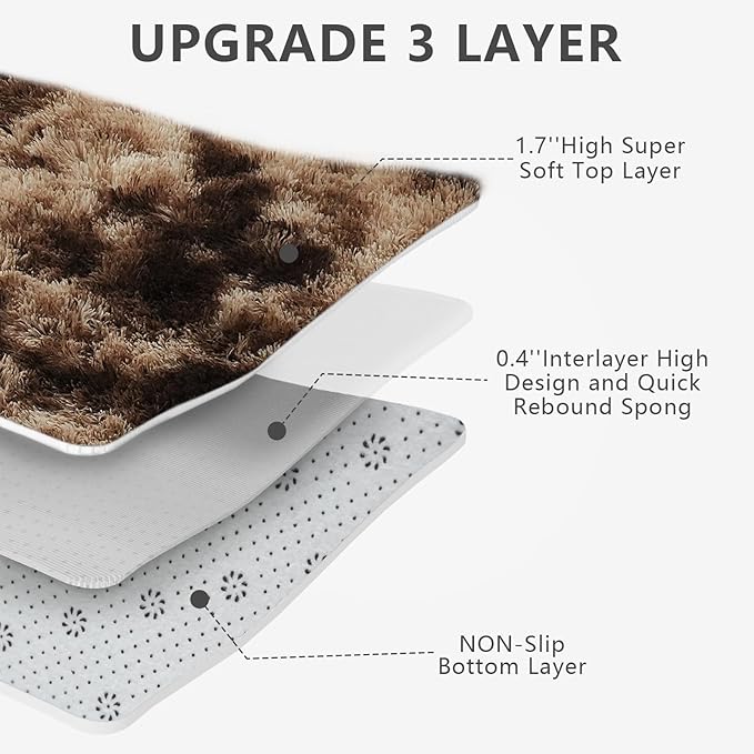 10x14 Large Area Rugs for Living Room Bedroom,Big Shag Rug for Bedroom Dorm,Soft Fluffy Indoor Carpet Nursery Rugs for Kids Girls Room Home Decor (Mottling Brown, 10X14 Feet)