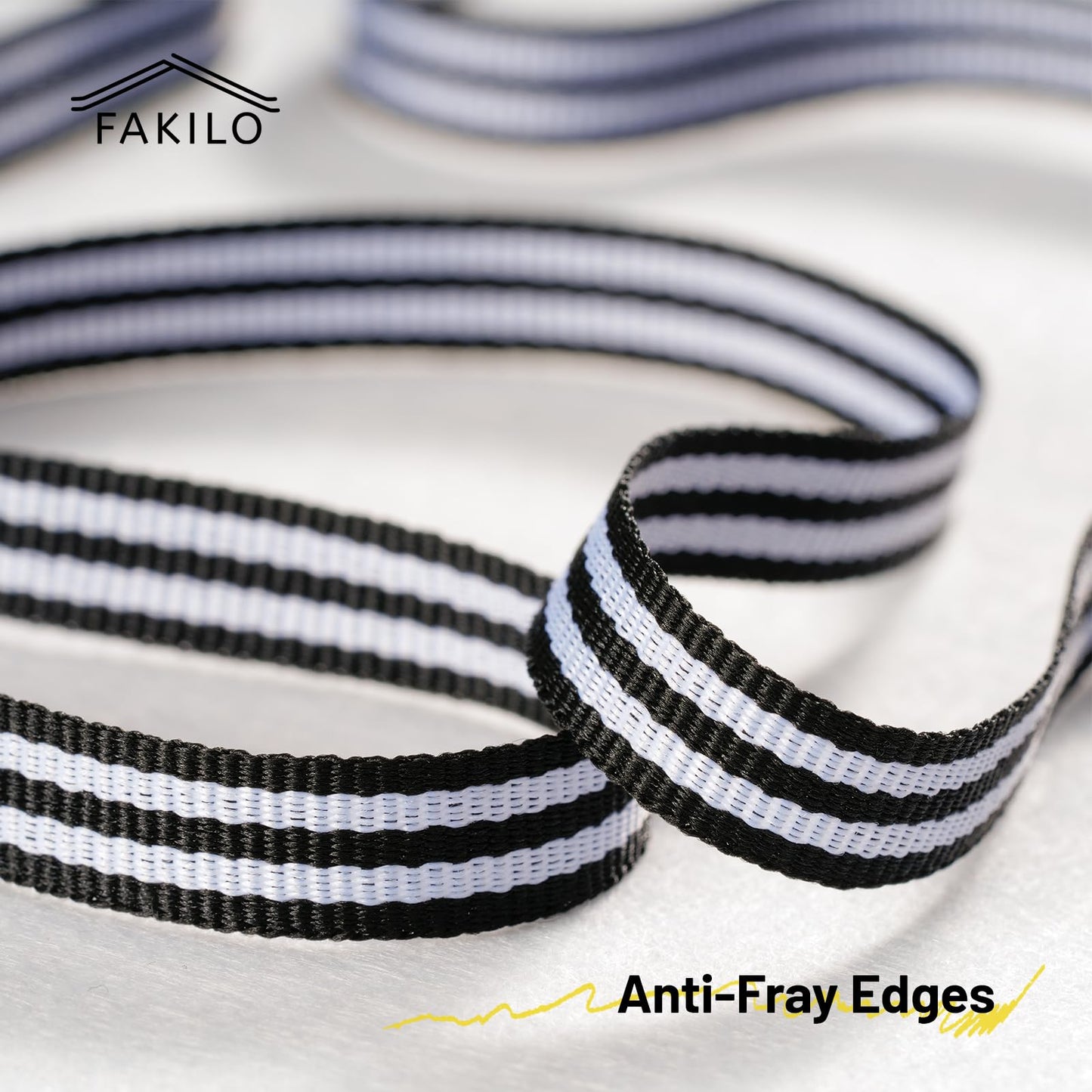 FAKILO Black and White Double-Sided Striped Grosgrain Ribbon for Gift Wrapping, Christmas and Halloween, Wedding Decorations, Handmade Decorations (3/8" x 50yds)