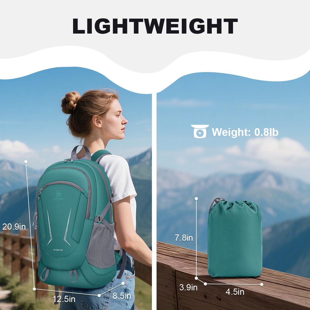 MIYCOO Backpack - Ultra Lightweight Packable Backpack for Travel Camping, Hiking Back Pack Waterproof Foldable Daypack for Men Women Green