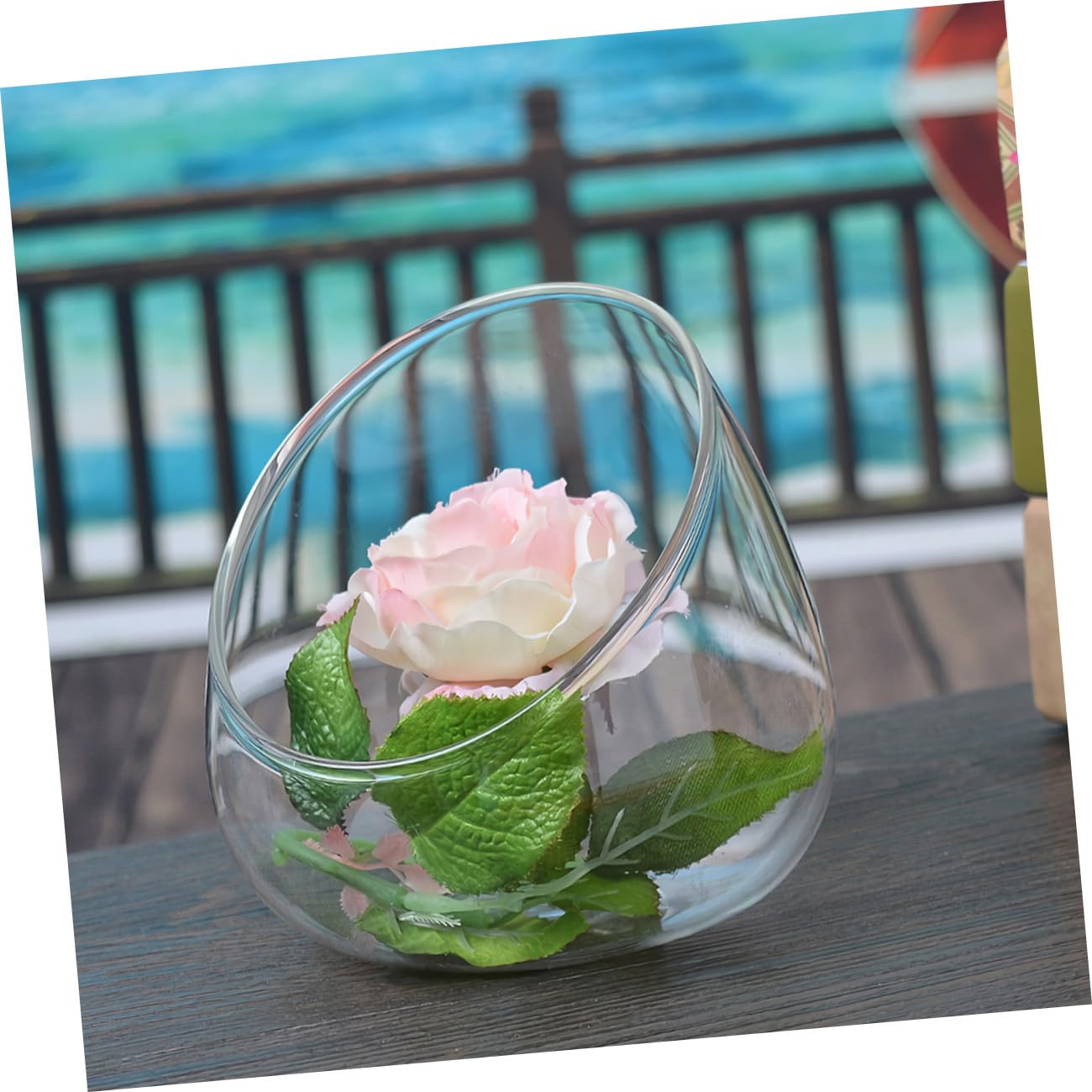 Healeved 3pcs Slant Cut Glass Bottle Micro Landscape Succulent Vase Set, Ecological Desk Terrarium Decoration for Home and Office