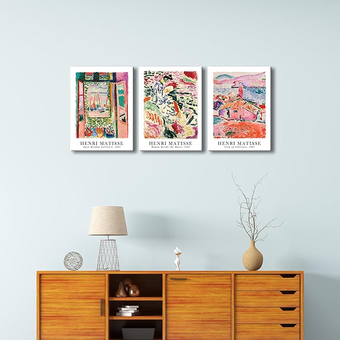 Wieco Art Canvas Wall Art 3 Piece Henri Mattise Art Abstract Colorful Matisse Posters Canvas Prints for Wall and Home Office Decorations