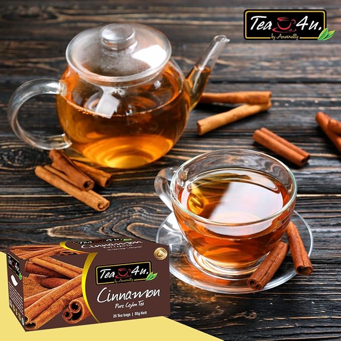 Tea4U Flavored Black Ceylon TeaBags (Cinnamon) - Ideal Quality from Sri Lanka's Finest Leaves and Expertly Blended - 25 Count