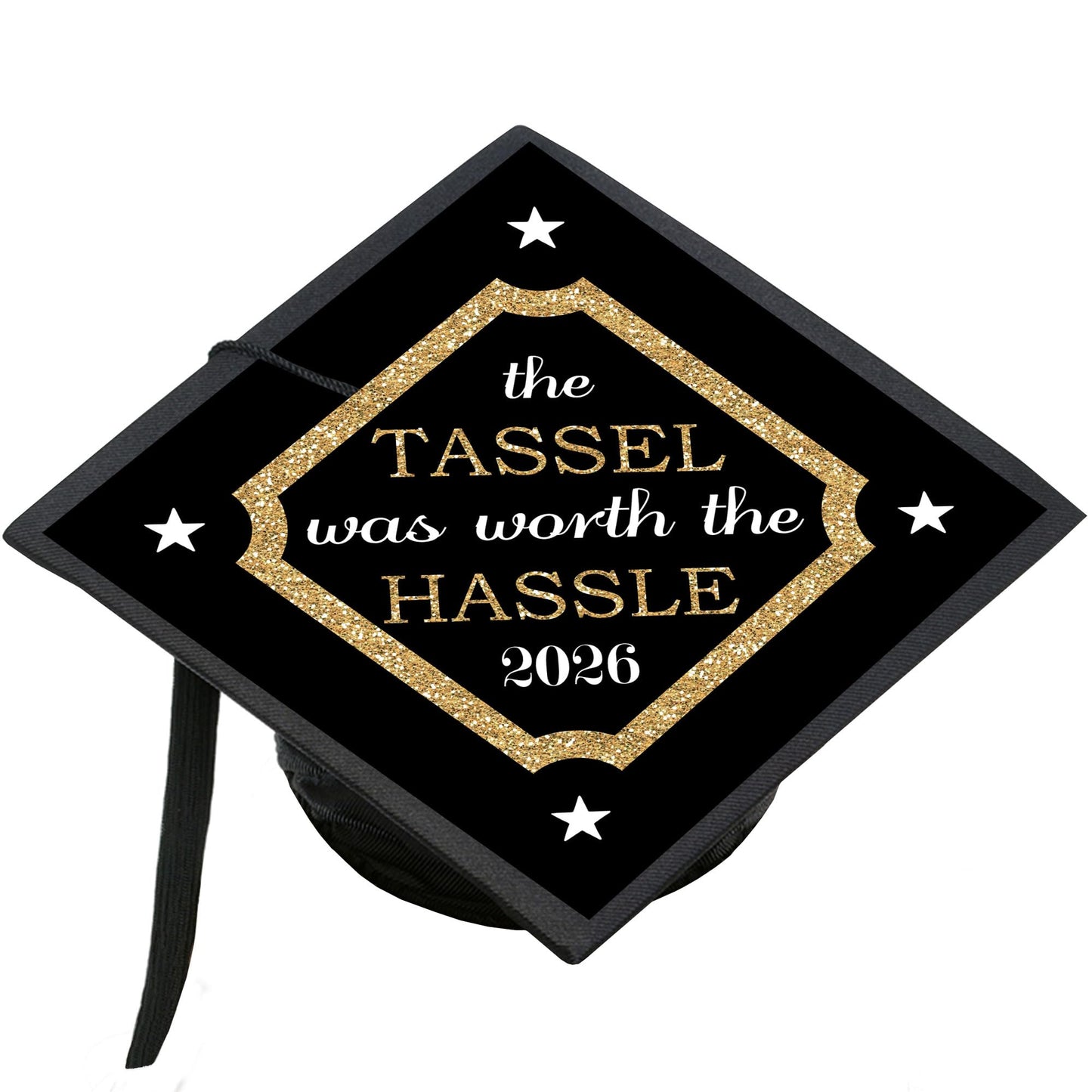 Big Dot of Happiness 2026 Graduation Cap Decorations - Premium Gold Cap Cover Kit, Custom Grad Display, DIY Graduation Cap Topper, Class of 2026 Celebration Set