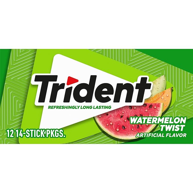 Trident Watermelon Twist Sugar-Free Chewing Gum, 12 Packs of 14 Pieces (168 Total Pieces)