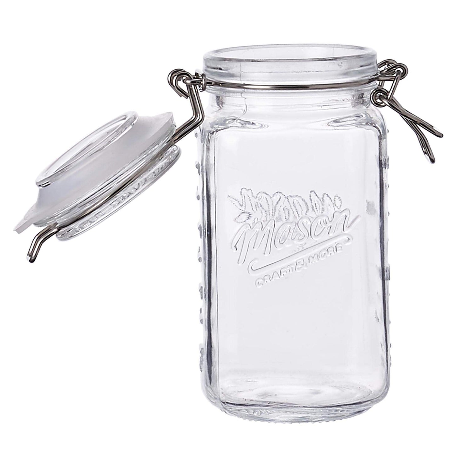 Mason Craft & More Airtight Kitchen Food Storage Clear Glass Clamp Jars, 17 Ounce (0.5 Liter) Tall Mini Clamp Jar