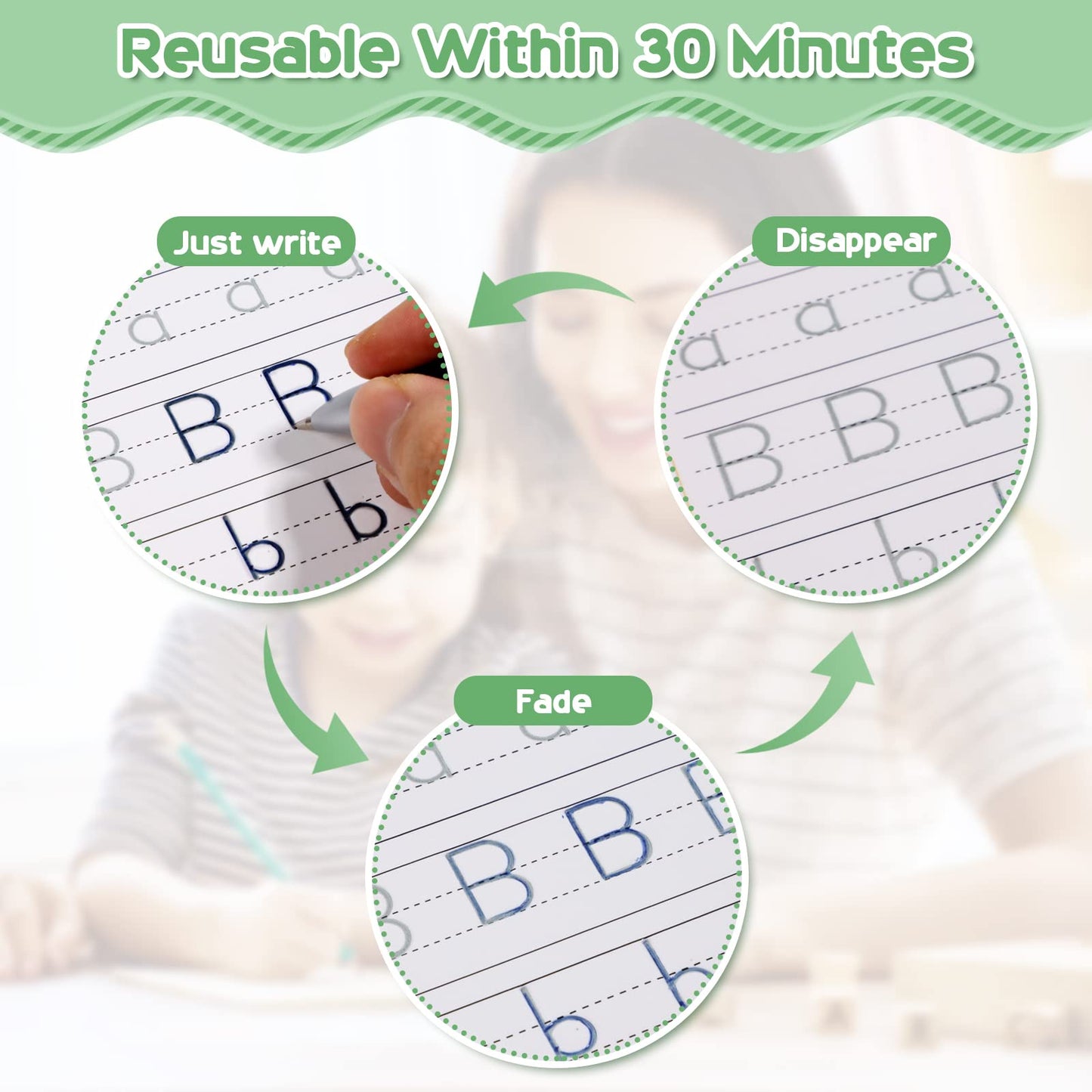 Magic Ink Copybooks for Kids Reusable Handwriting Workbooks for Preschools Grooves Template Design and Handwriting Aid Practice for Kids