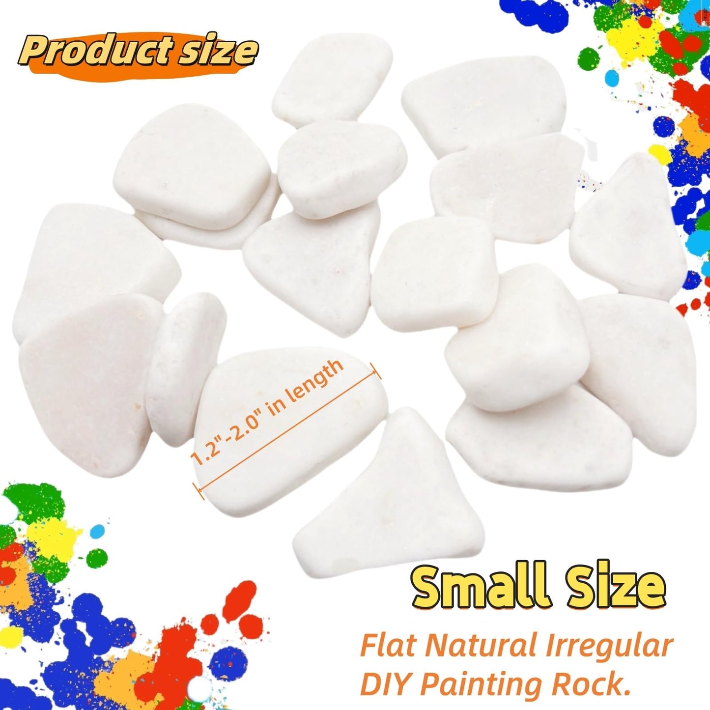 Lifetop 50PCS White Rocks for Painting, 1.2"-2.0" Smooth Natural Irregular DIY Craft Supplies, Flat Surface Arts and Crafting
