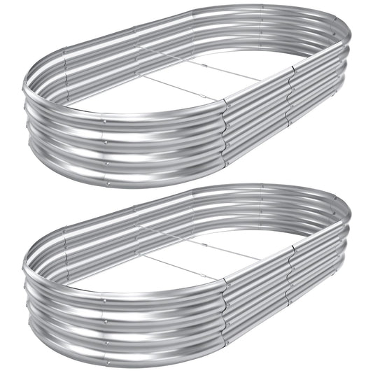 AHEONLAR 2pack 8×4×1ft Raised Garden Bed，Outdoor Galvanized Planter Boxes, Oval Large Metal Raised Garden Beds for Vegetables