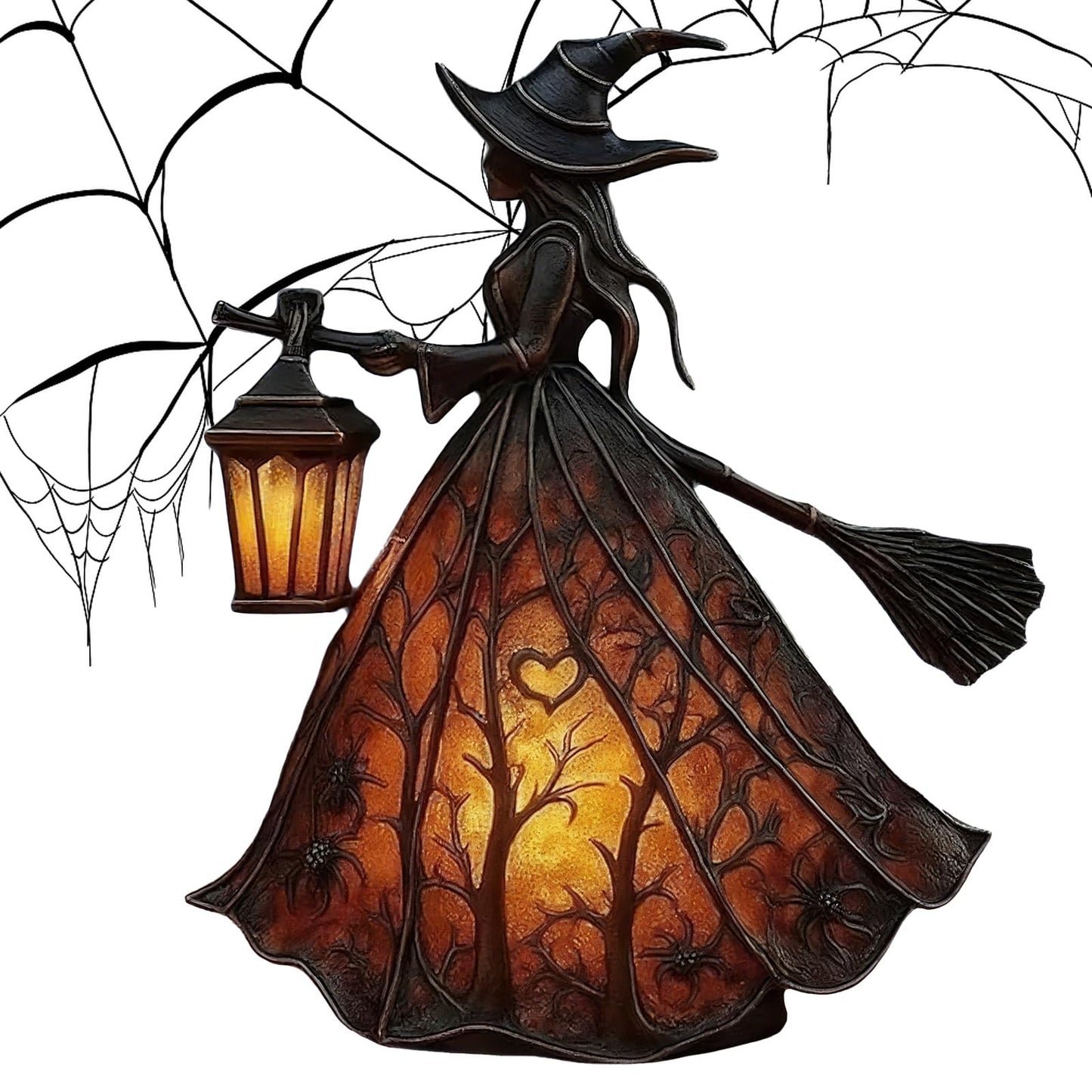 Halloween Witch Lamp, Gothic Spooky Witch Decor with Holding Lantern, Witchy Lamp with Witch Hat Design, Standing Night Light for Home, Porch, Tabletop, Party Decor, for Halloween and Gift(1pc)