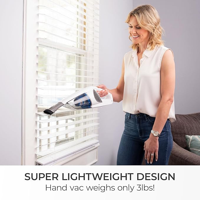 Kenmore DS1030 Cordless Stick Vacuum Lightweight Cleaner 2-Speed Power Suction LED Headlight 2-in-1 Handheld for Hardwood Floor, Carpet & Pet Hair, White