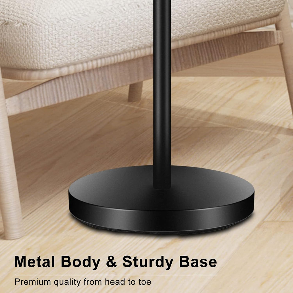 BoostArea Torchiere Floor Lamp, 30W Super Bright LED Standing Lamp, Stepless Dimmable Pole Lamp with 3000K Lighting, Rotary Switch, 70 Inch Tall Metal Modern Floor Lamps for Living Room/Bedroom Black