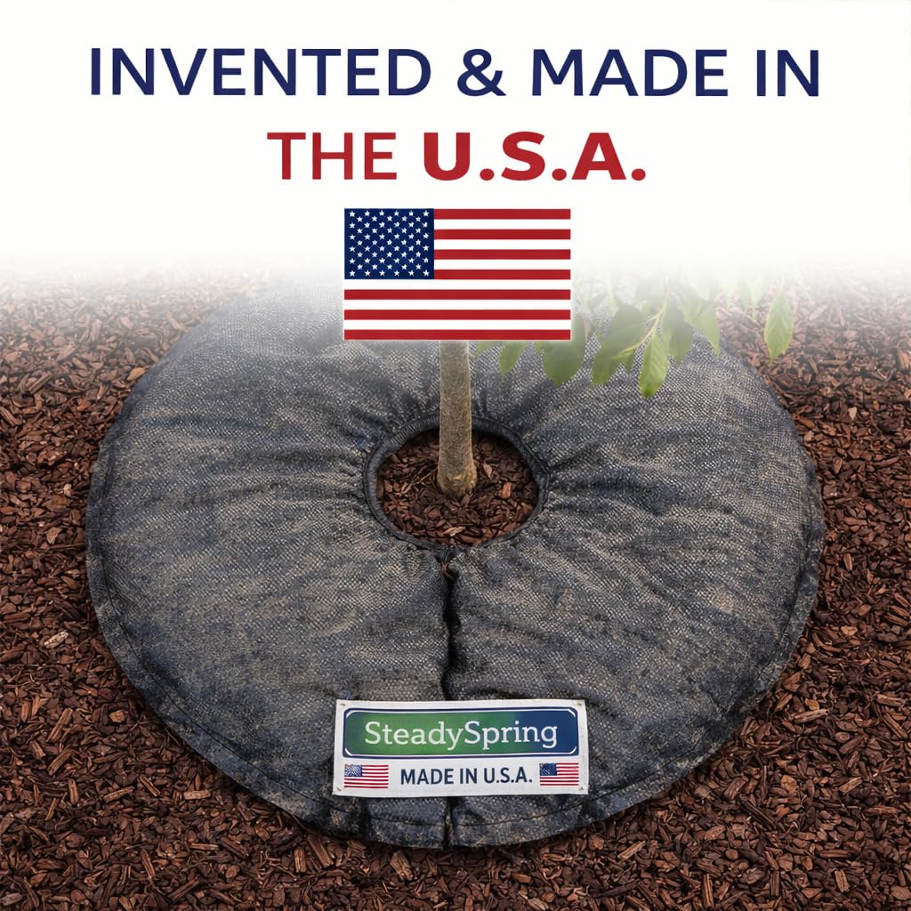 SteadySpring® 24" Smart 30+Day Tree Watering Mat - AUTO Refills with RAIN and Slow Releases As Plant Needs - for Root Balls 11" - 15" Dia Slow Release Technology Prevents Over and Under Watering (2)