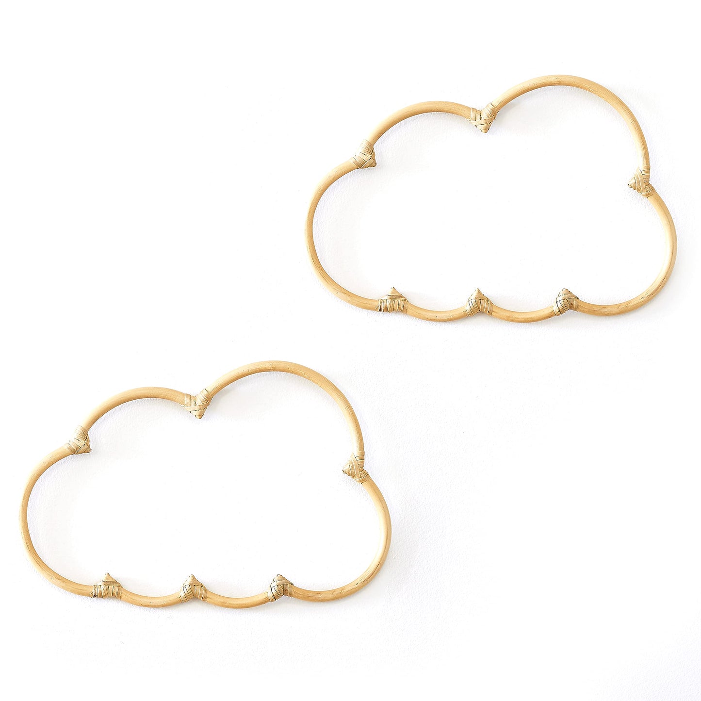 BEBE BASK Handmade Wicker Cloud Décor Set of 2 - Rattan Cloud Decorations - Décor for Bedroom and Baby Nursery Wall - for Girls Room