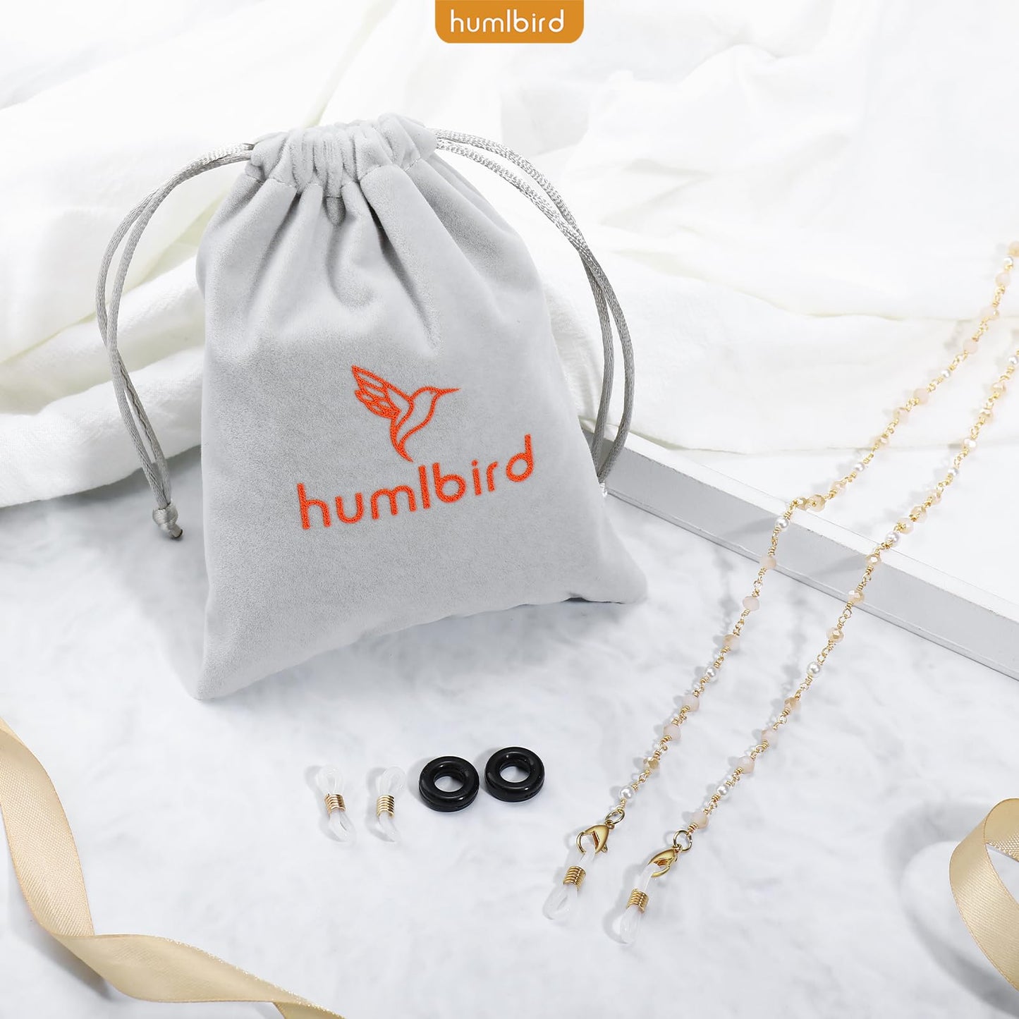 humlbird Eyeglasses Chain for Women Stylish Mask Lanyard Natural Crystal Mask Chain Eye Glasses Holder Strap Around Neck