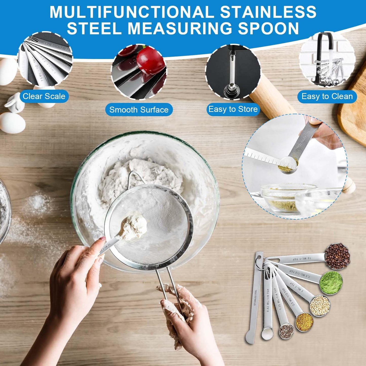 Measuring Cups and Spoons Set 26 Piece, 11 Stainless Steel Nesting Measuring Spoons and Cups with 8 Plastic Measuring Cup, 3 Funnel, 3 Brush, 1 Ruler, Measuring Cup Set for Kitchen Baking Liquid Dry
