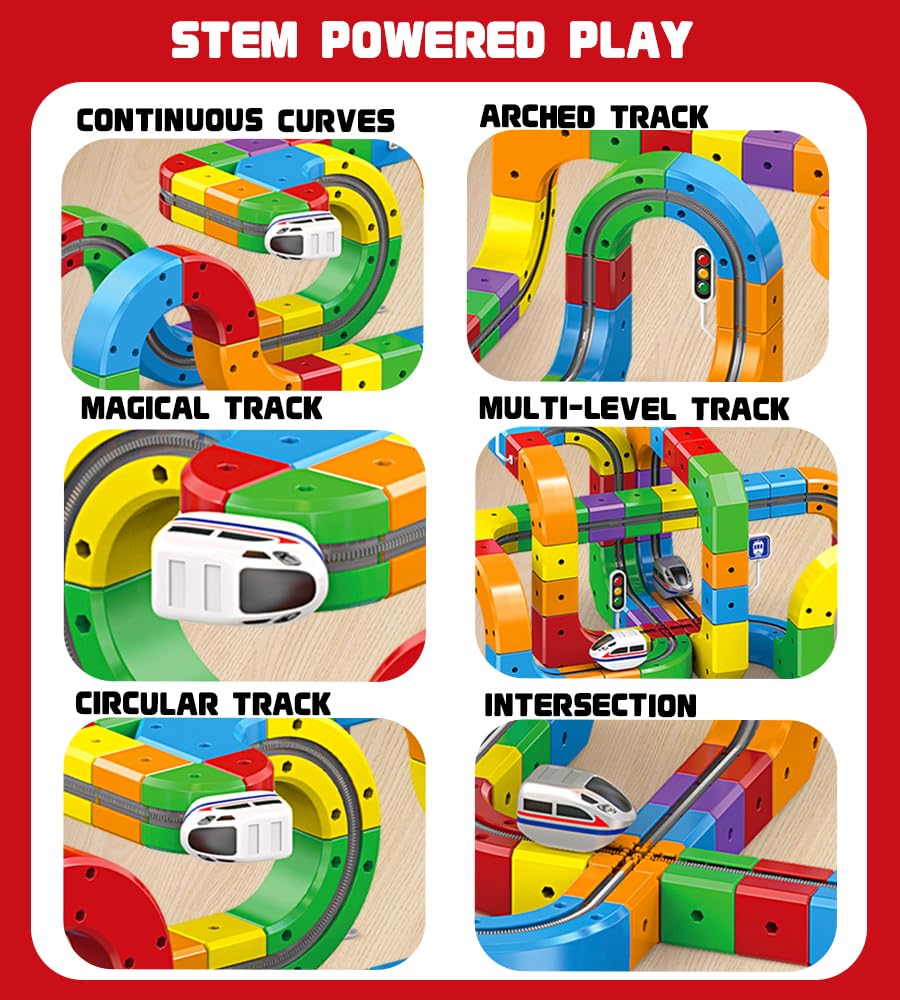 Electric Train Set for Kids Ages 3-8 - Modular 3D Flexible Race Track Building Toy with Gravity-Defying 360° Movement, STEM Learning Fun Gift(154 pcs Deluxe Set)