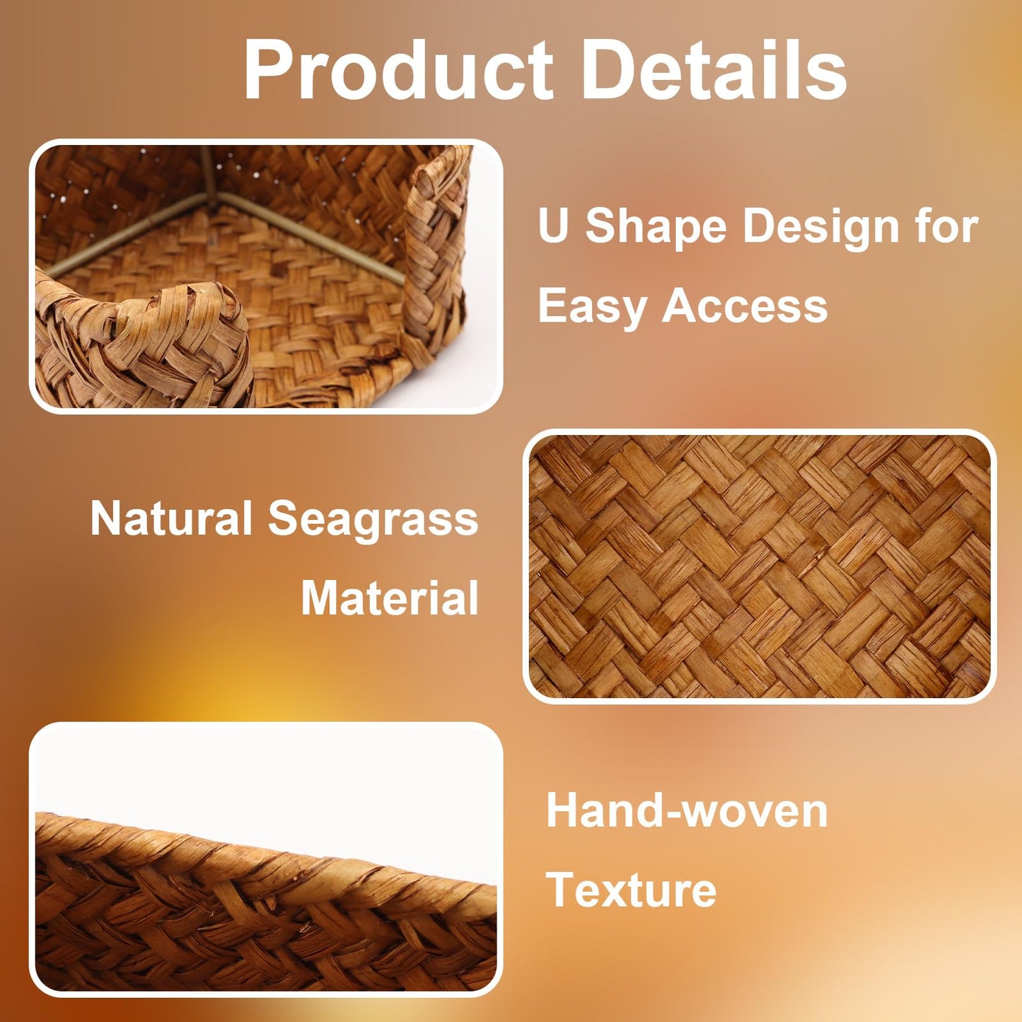 Shonmogar Seagrass Sticky Note Holder,2 Pack Woven Post It Note Dispenser for Desk,3 x 3 Inch Post It Note Holder, Rustic Sticky Note Dispenser for Home Office Desk Table Drawer, Caramel