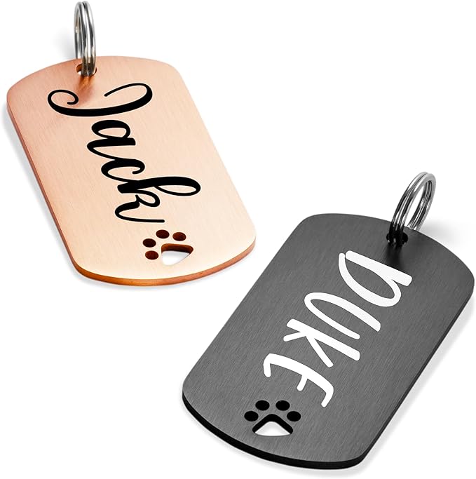 Ultra Joys Personalized Dog Tags - Engraved Pet ID Tag, Rose Military Tag