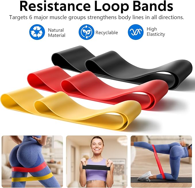 7 in1 Foam Roller Set for Deep Tissue Muscle Massage - High Density Back Roller, Muscle Roller Stick, Resistance Bands, Foot Massage Ball, Stretching Strap for Exercise, Whole Body Physical Therapy