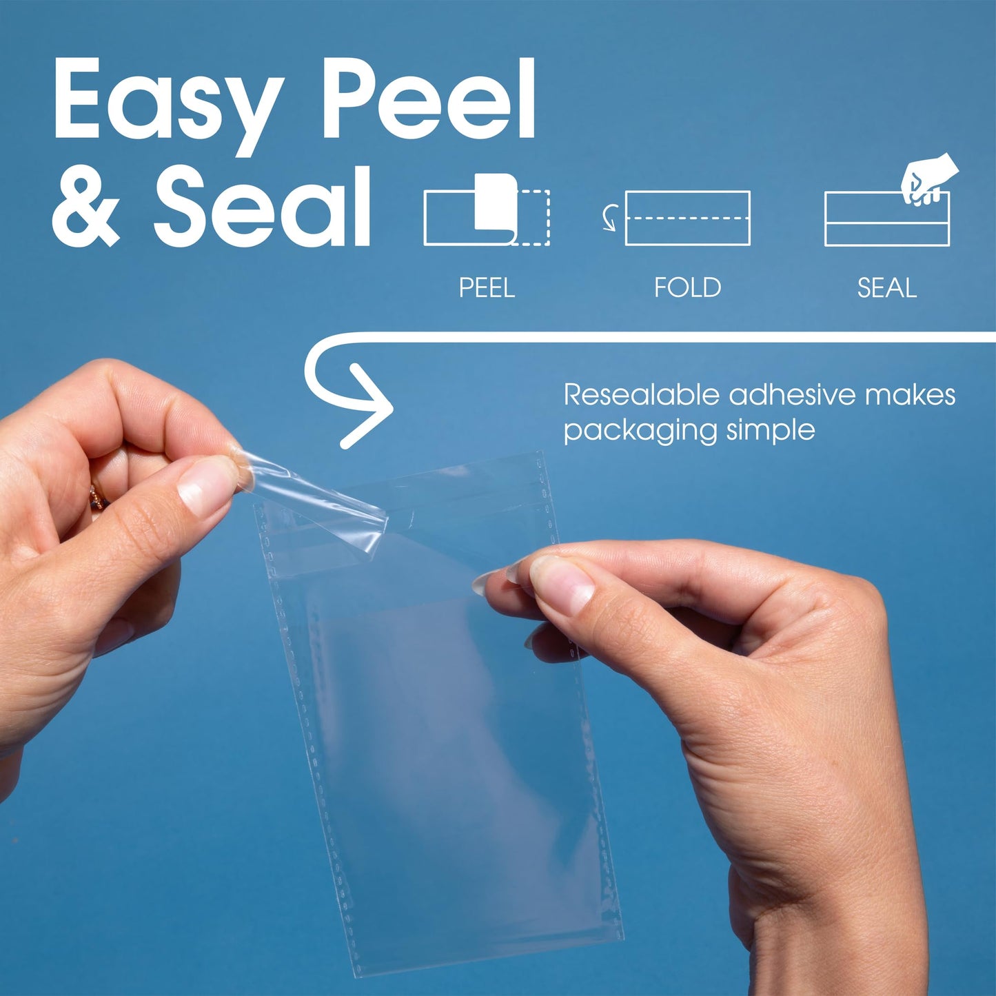 12" X 15" Self-Sealing Cellophane Bags (100 Count) Clear Poly Packaging for Clothing, Prints, Photos, Documents - Reinforced Resealable Cello Bags for Small Business Shipping - Spartan Industrial