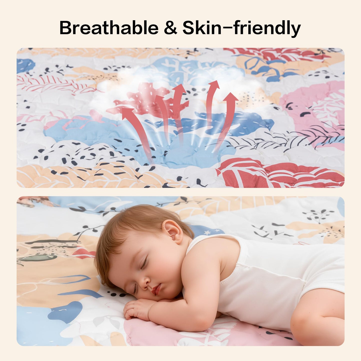 CAPAKIDDO 50"x50" Baby Play Mat, Premium Thicker Foam Floor Mat, Bohemian Non-Slip Playpen Mat for Infants & Toddlers, Foldable Machine Washable Crawling Mat