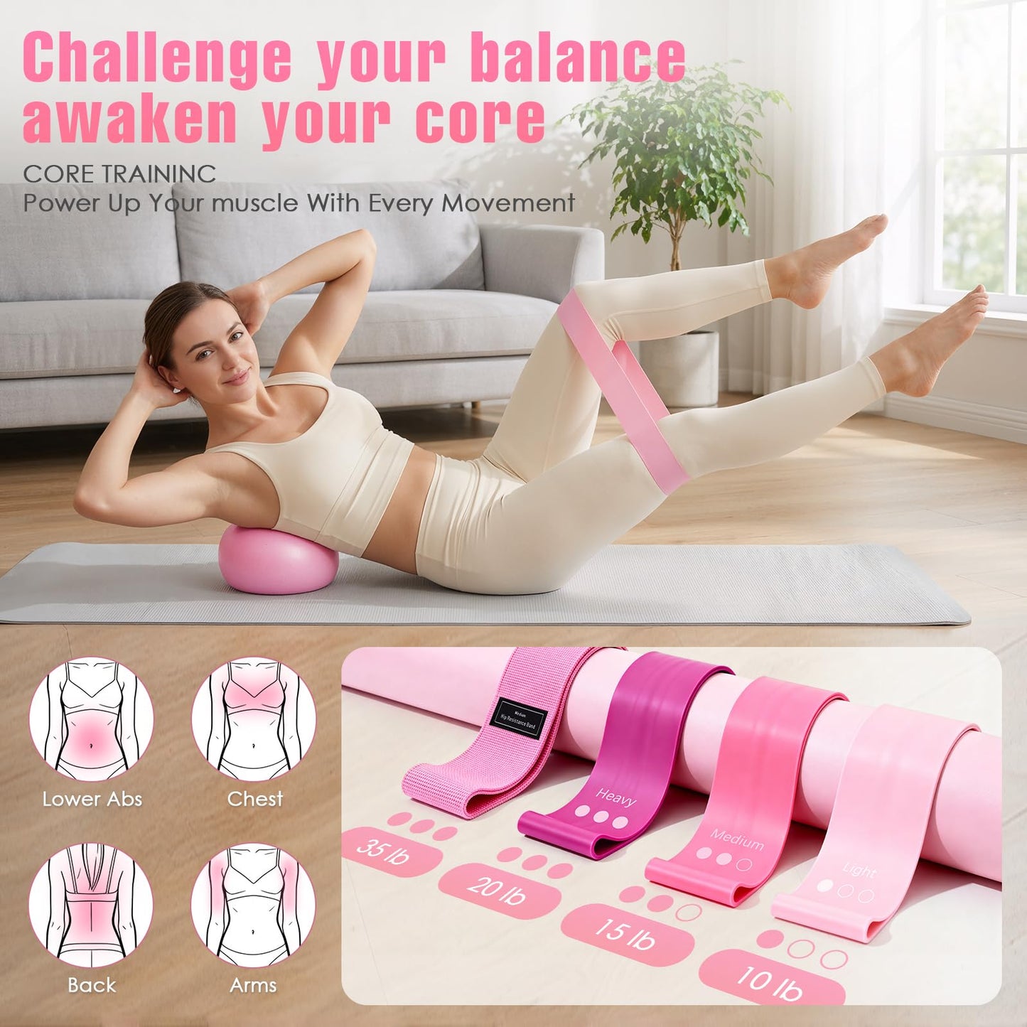 Pilates Kit, Pilates Equipment for Home Workouts, Home Pilates Essentials Kit for Women with Pilates Ring and Ball Set, Socks, ankle resistance bands with cuffs, Resistance Band and Massage ball