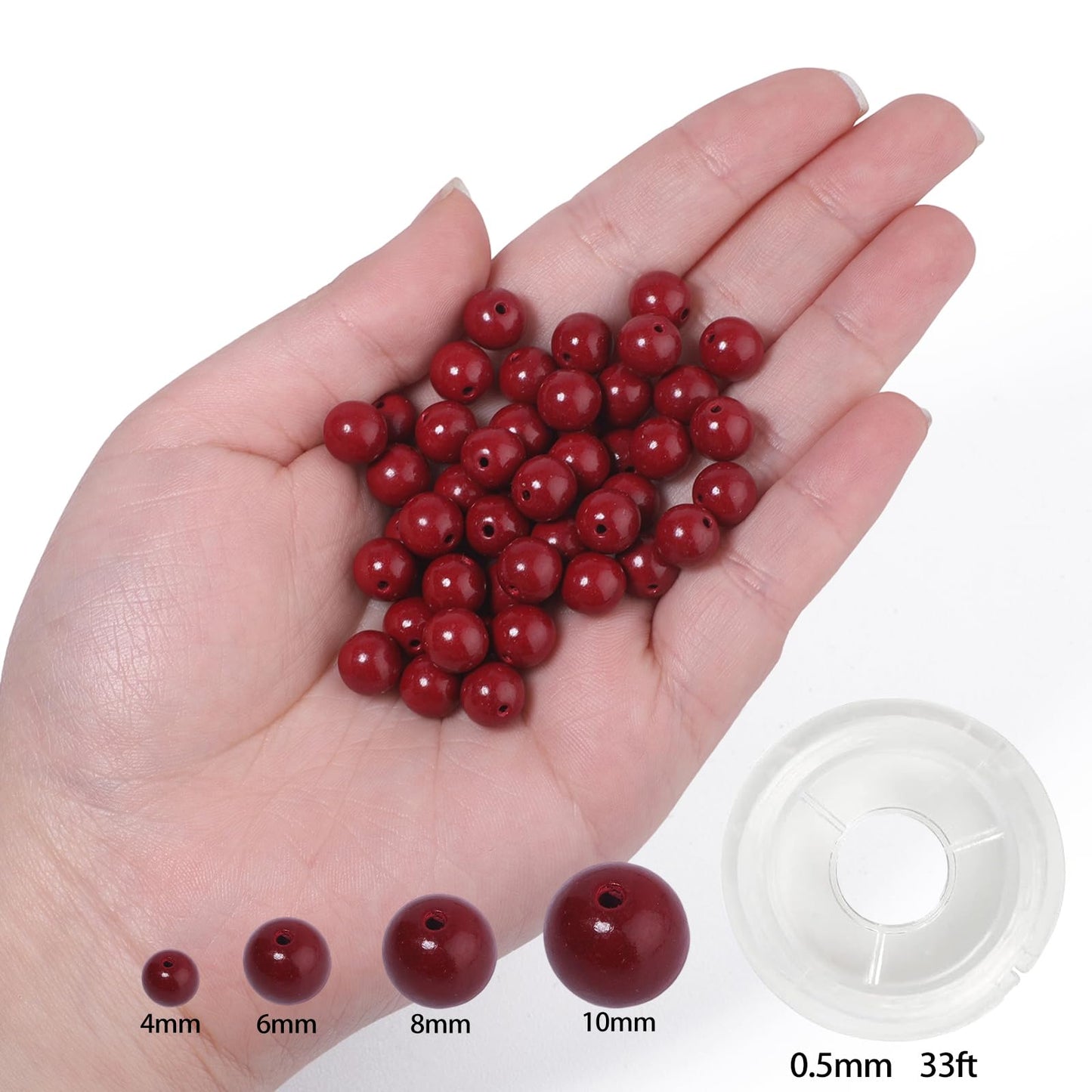 NITOPUPU 100Pcs 8mm Cinnabar Beads for Jewelry Making, Natural Round Loose Gemstone Stone Bead for Necklace Bracelets, Crafts for Adults with Crystal Stretch Cord