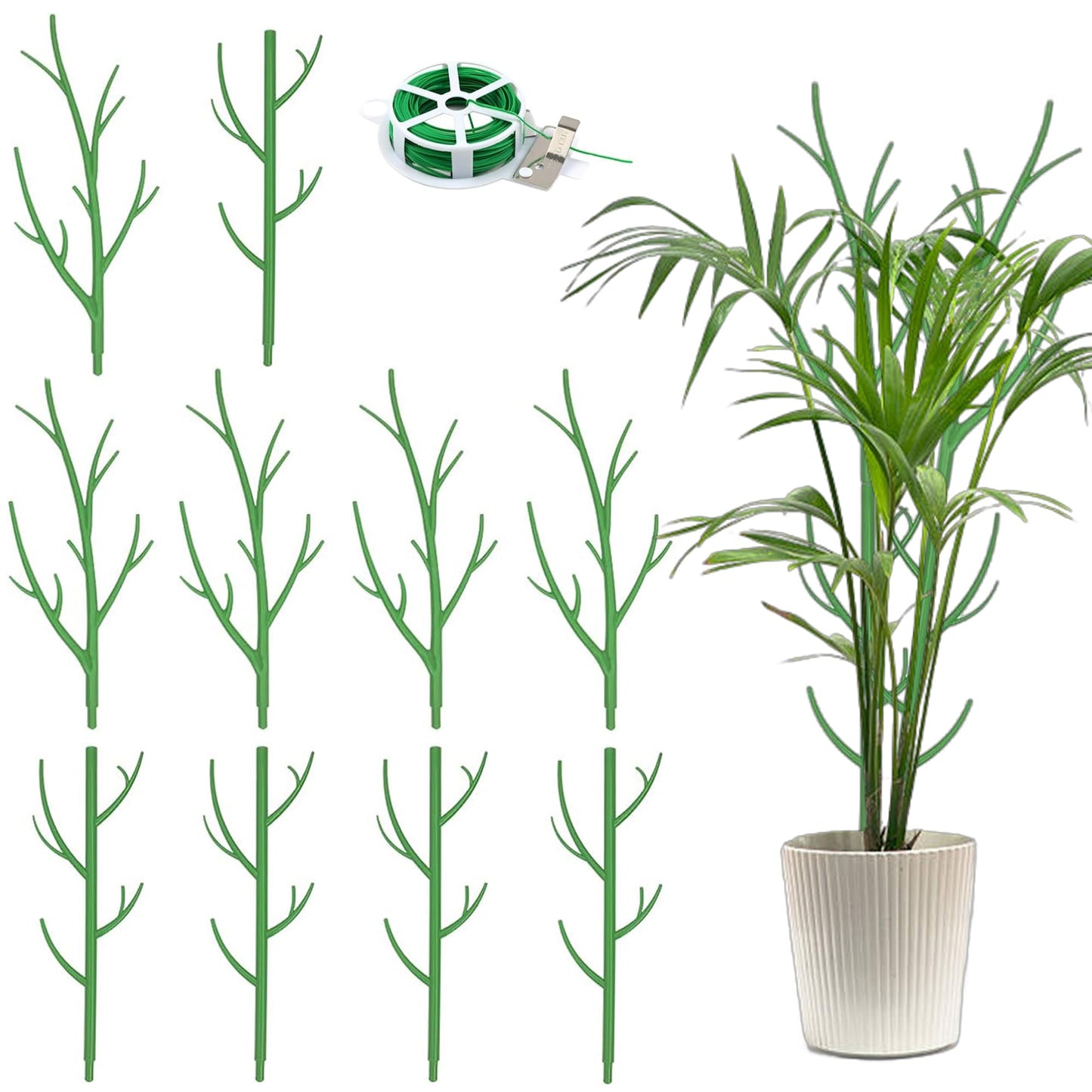 Orgrimmar 10 Pack Monstera Plant Support Stakes Adjustable Length with Green Ties for Indoor Outdoor Climbing Plants