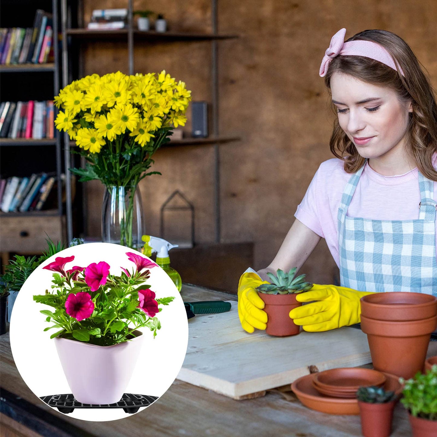 Gicare 6 Pack Pot Elevator for Plants, 12 Inch Heavy Duty Plastic Plant Stands for Indoor & Outdoor Use