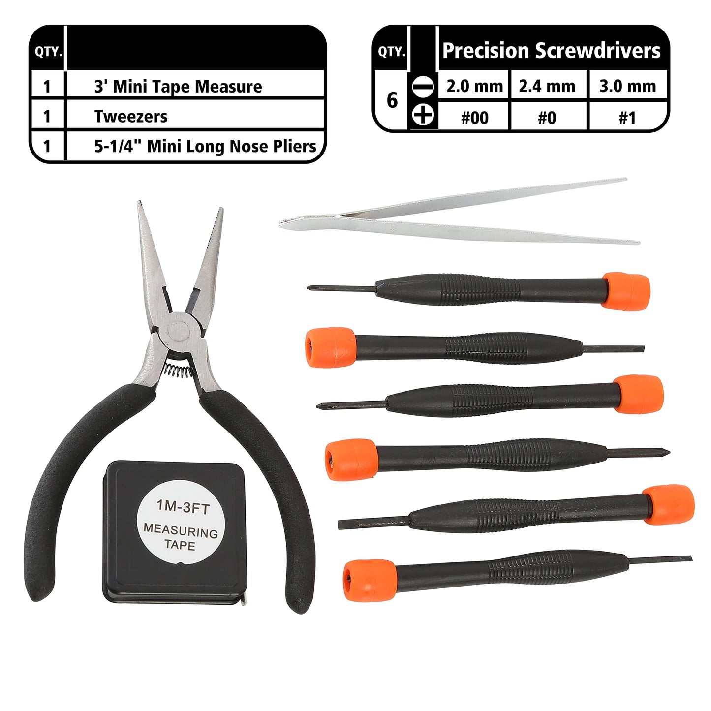 GreatNeck Mini Tool Set for Home Repair and Maintenance, 26 Pc Tool Kit with Zip Case, Mini Pliers, Precision Screwdrivers, Bits, Sockets, 3 ft Tape Measure for Household Use