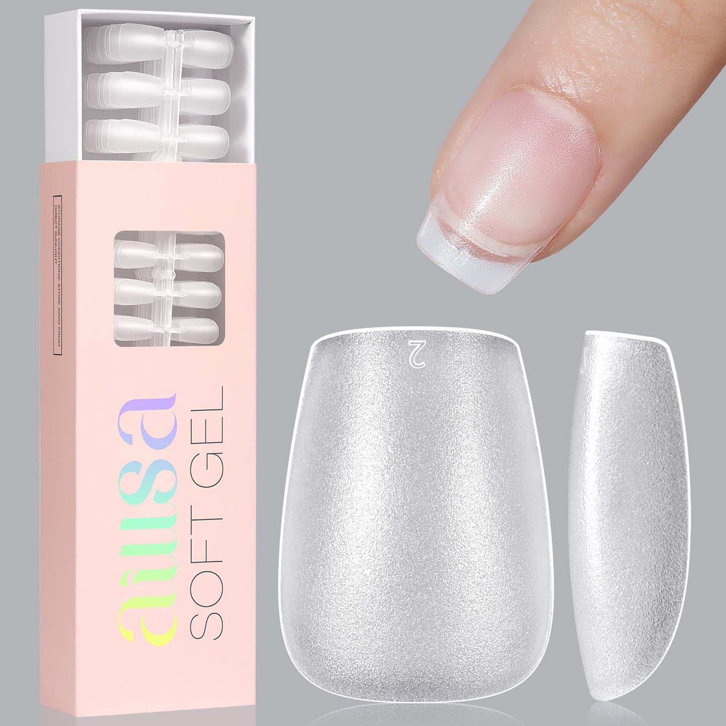 AILLSA Extra Short Coffin Nail Tips 450pcs Gel Full Cover Nails Tips Matte Pre-filed Press on Fake Soft Nail Tip 15 Sizes Pre-Shaped False Gelly Nails Tip