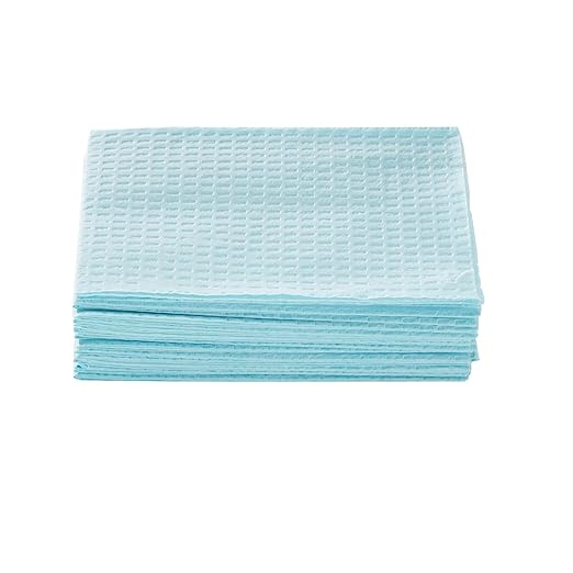 McKesson Disposable Towels [Pack of 500] for Dental Bibs, Nails, Tattoo, Dentist, Medical - 13 x 18 in, 2-Ply Tissue with Poly Back, Waffle Embossed, Blue