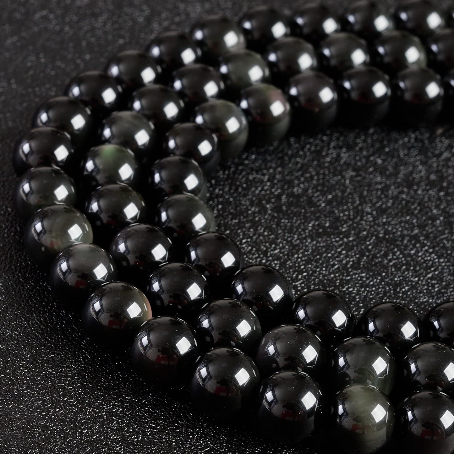 35pcs 10mm Natural Rainbow Obsidian Beads Gemstone Beads Round Loose Beads for Jewelry Making
