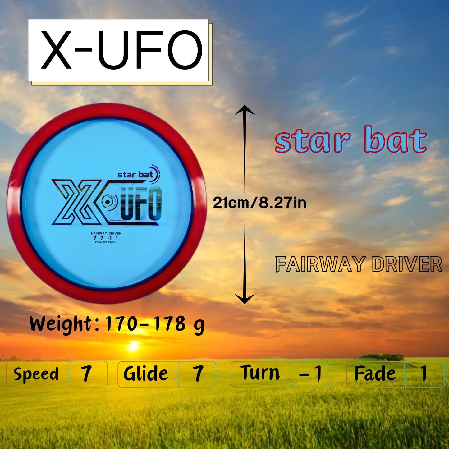 X-UFO Disc Golf Set - Disc Golf Starter Set 5 Pieces, with Putter, Driver, Mid-Range Discs, Mini Discs,Disc Golf Discs Set 170-180 Grams,PDGA Certified Golf Disc (Set 4)