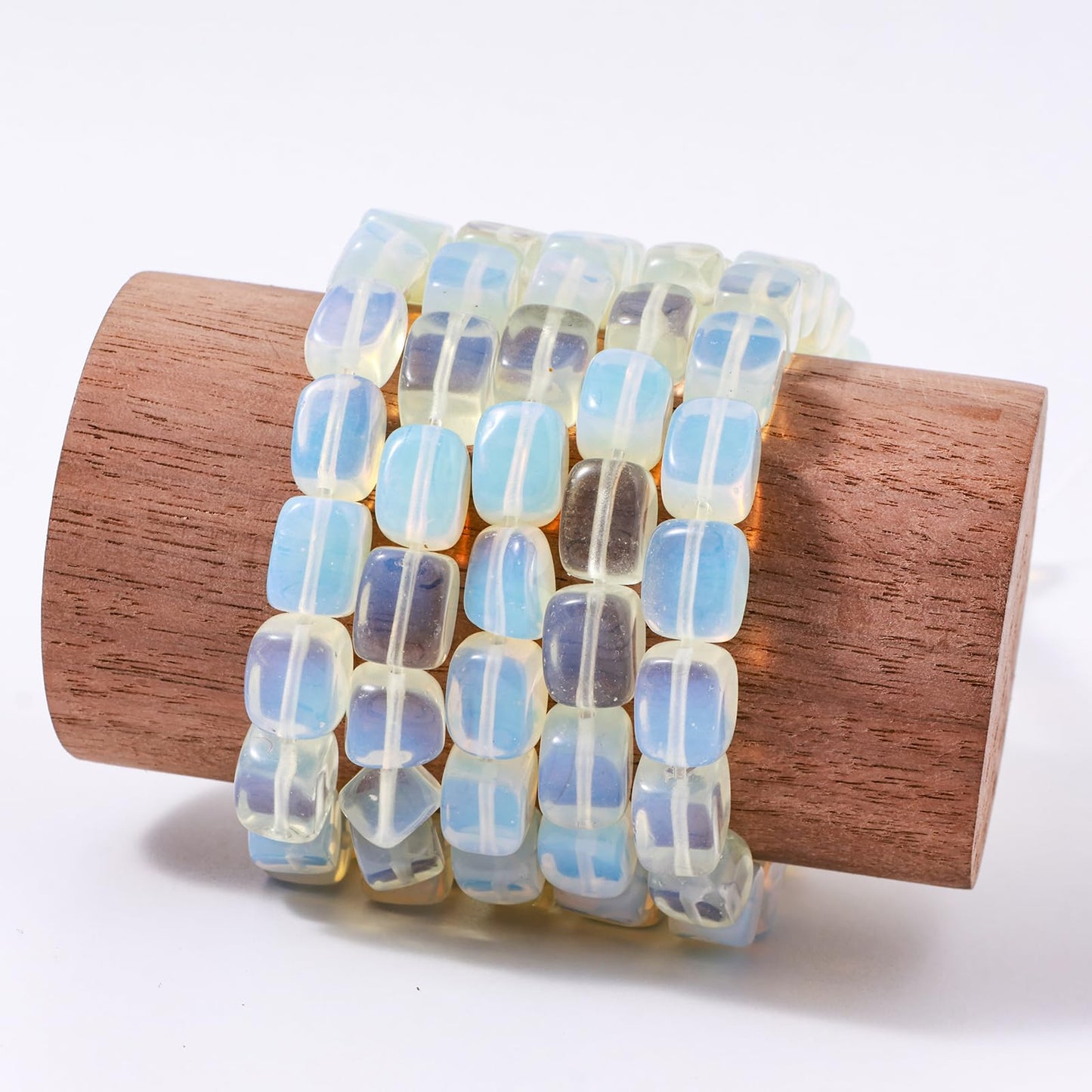 Natural Large White Opal Cube Stone Beads 8x11mm 38cm/str Loose Semi Gemstone Stone Square Beads for Making Bracelets Necklace