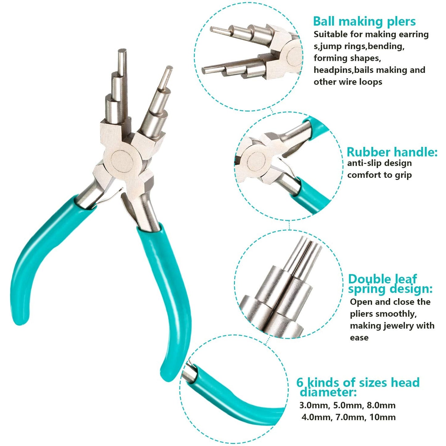 2 Pieces Jewelry Making Tool Bail Making Pliers 6 in 1 Jewelry Pliers Wire Bending Pliers for Beading Looping Shaping Wire DIY Crafts