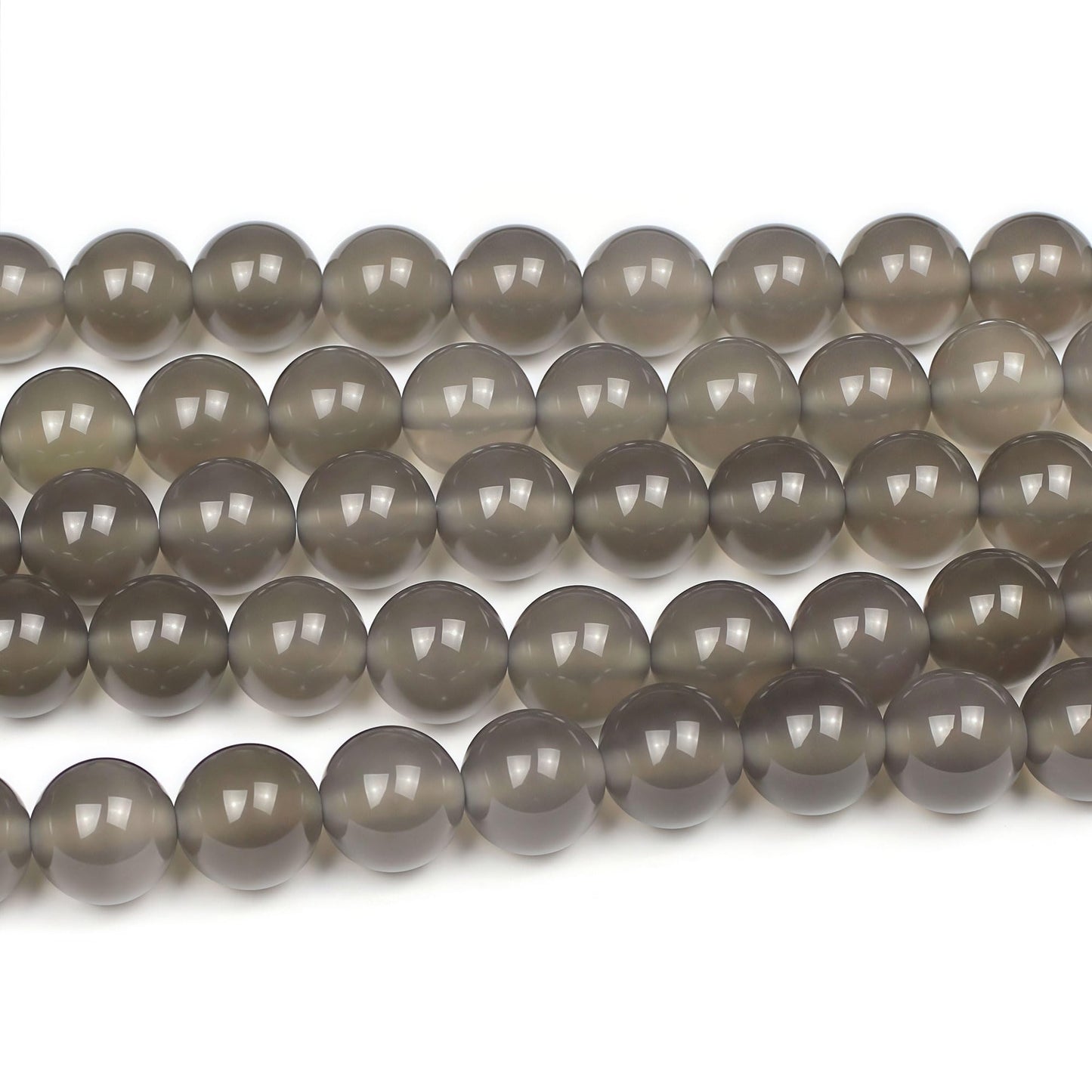 MJDCB 7A Natural Grey Agate Gemstone Round Stone Beads for Jewelry Making DIY Bracelet Necklace (6mm)