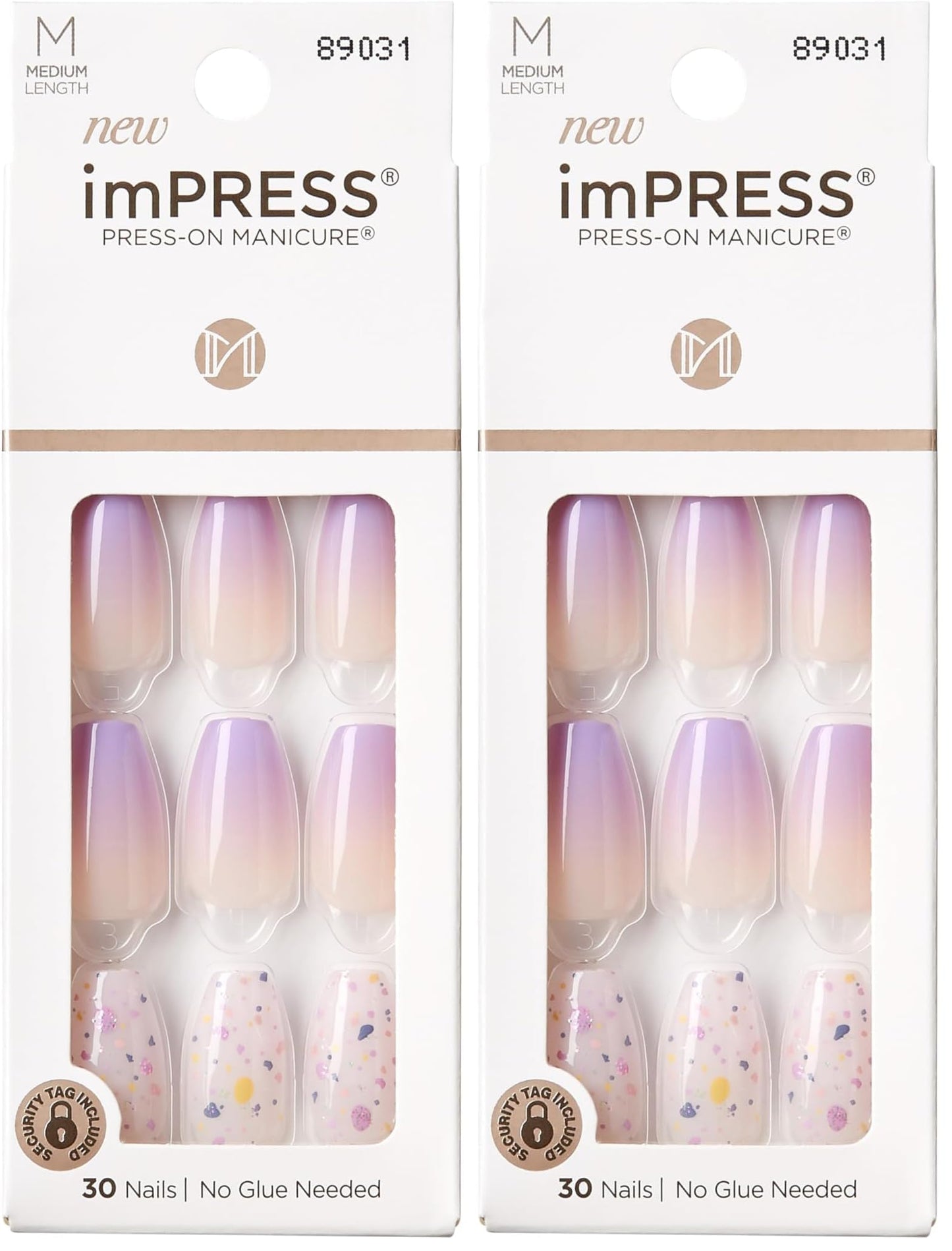 KISS imPRESS Press-On Manicure Fake Nails, Medium Coffin, All I Want, Purple, Comfortable, Super Hold Adhesive, No Glue/Polish, Chip Proof, No Dry Time, Smudge Proof, Waterproof | 30 Count (Pack of 2)