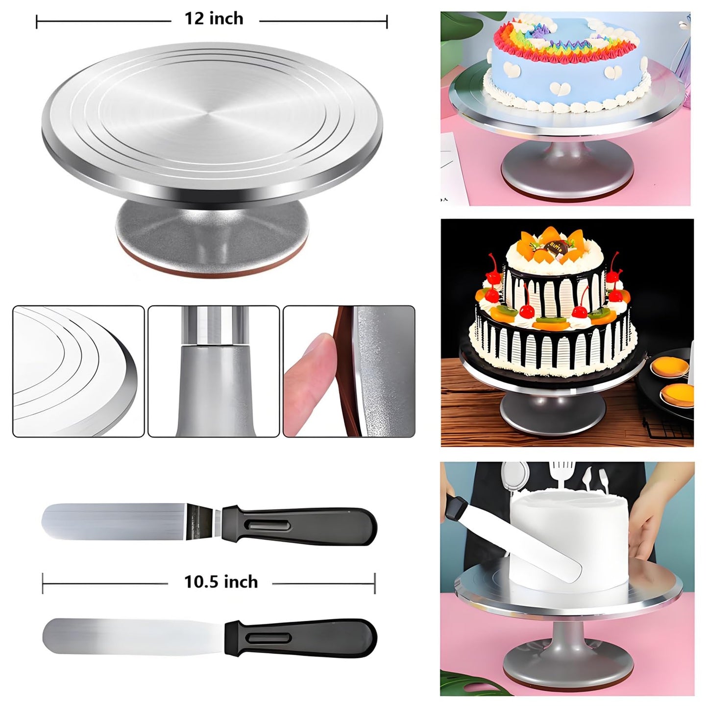 ANSLYQA Cake Decorating Kit, 237 Pcs with Aluminium Cake Turntable, Leveler, 24 Numbered Icing Tips, 2 Spatulas, 3 Scrapers, 2 Coupler, 50 Cupcake Liners, 100 Pastry Bags & More Baking Tools