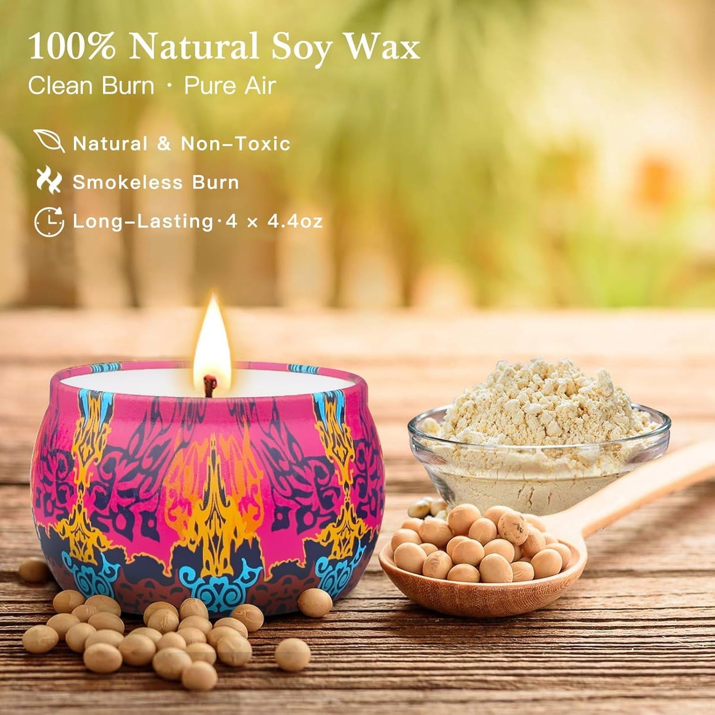 Candles Gift Set for Women, 4 Pack Scented Candles with 8% Essential Oils, 120H Long Lasting Aromatherapy Candles for Home Relaxation