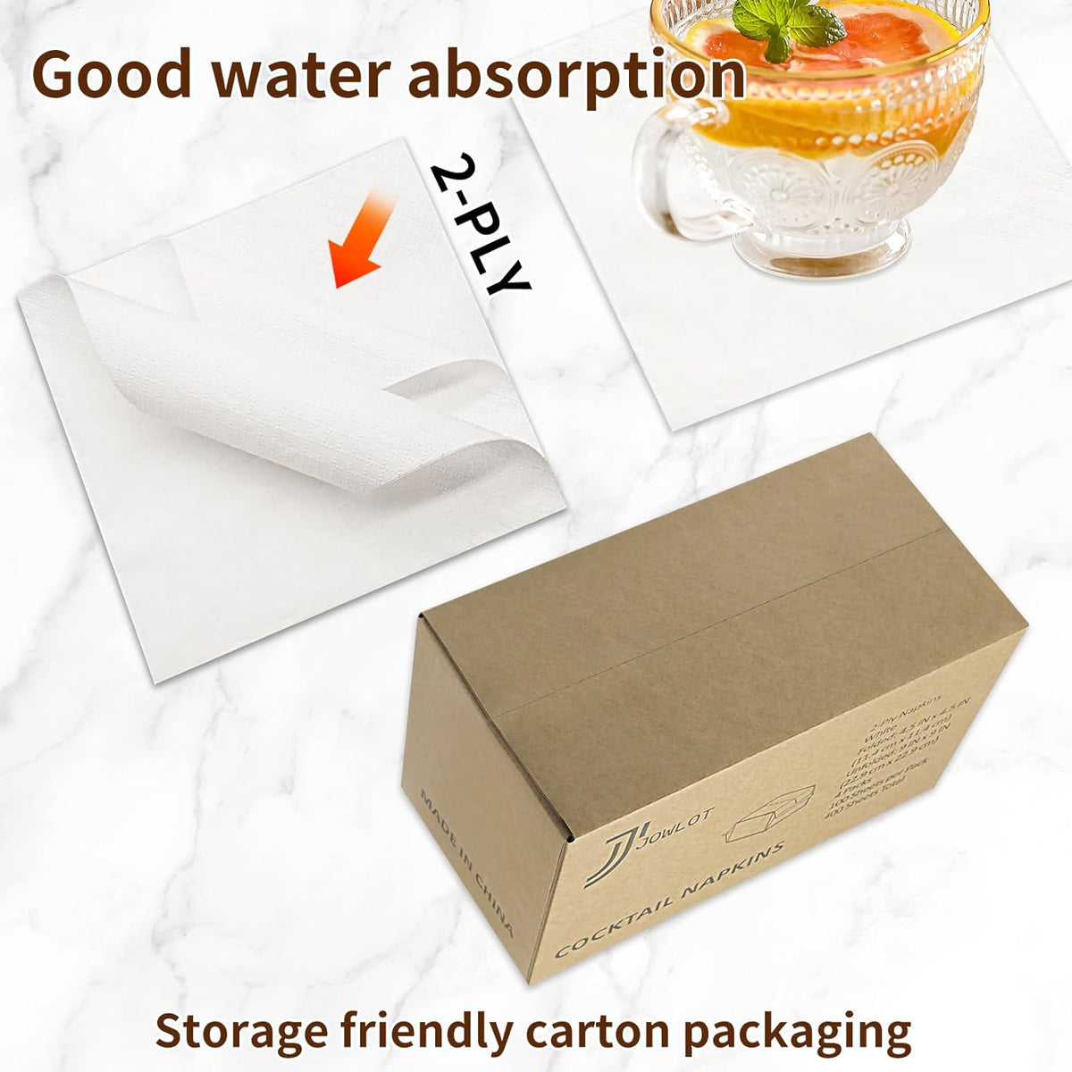 Cocktail Napkins - 400 Count 2-Ply White Napkins Disposable, 4.5 x 4.5 Inch Folded Paper Napkins Bulk Beverage Napkins for Dinner Wedding Bar Party and Everyday Use