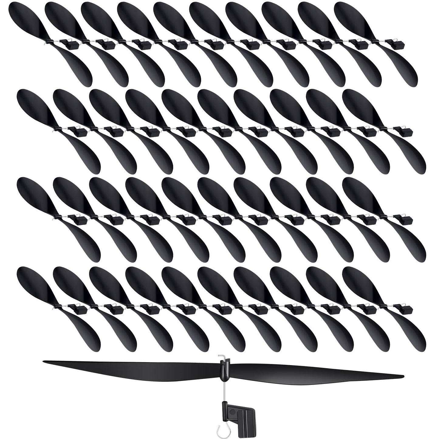 Libima 40 Pcs Plastic Propeller for STEM Activities Fold Resistant Propeller Blades with Rubber Band Hooks for Airplanes and Helicopters from Research Institution, 7.1 Inches(Black)