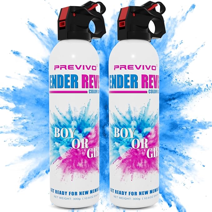 Previvo Gender Reveal Fire Extinguisher Set - 2 Pcs Bule Smoke Spray -100% Biodegradable Party Supplies- For Memorable Baby Gender Reveal Decorations &Ideas(Large Size)