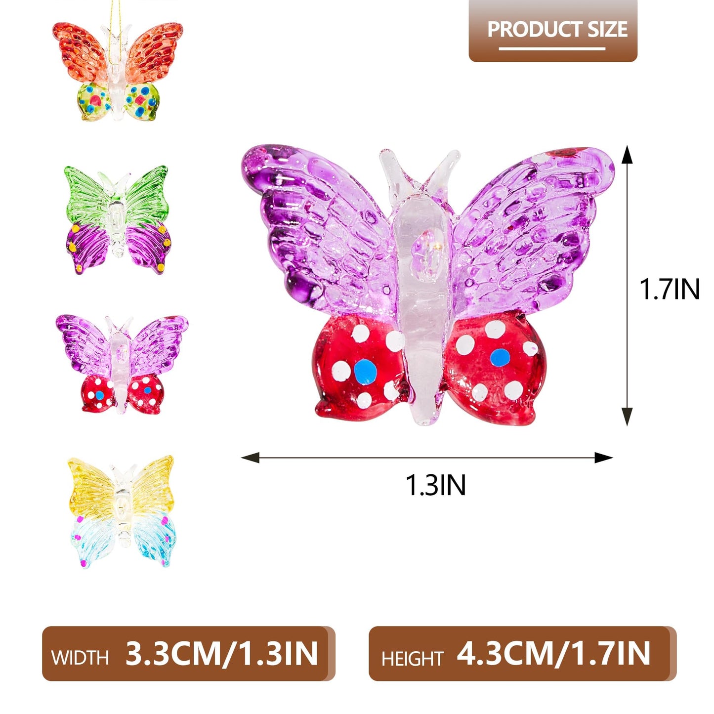 4pcs Glass Butterfly Ornament 1.7inch Hanging Crystal Butterflies Ornaments Decor for Home Window