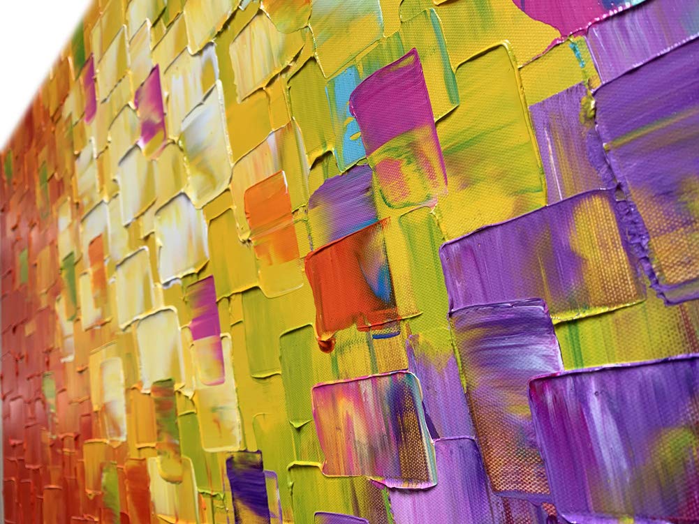 Seekland Art Hand Painted Texture Oil Painting on Canvas Abstract Wall Art Deco Contemporary Artwork Framed Ready to Hang 40x20 inch
