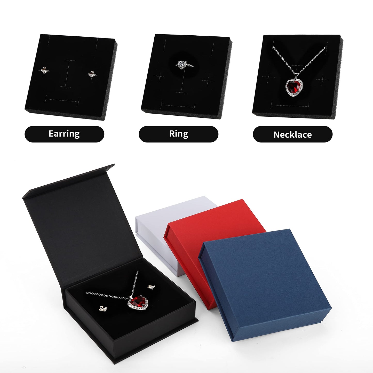 Bssay 20 Pack Jewelry Gift Boxes Necklace Earring Ring Box Gift Box with Cotton Filled and Lids,Jewelry Box Gift Boxes 3.9x3.9x1.1inch (White)