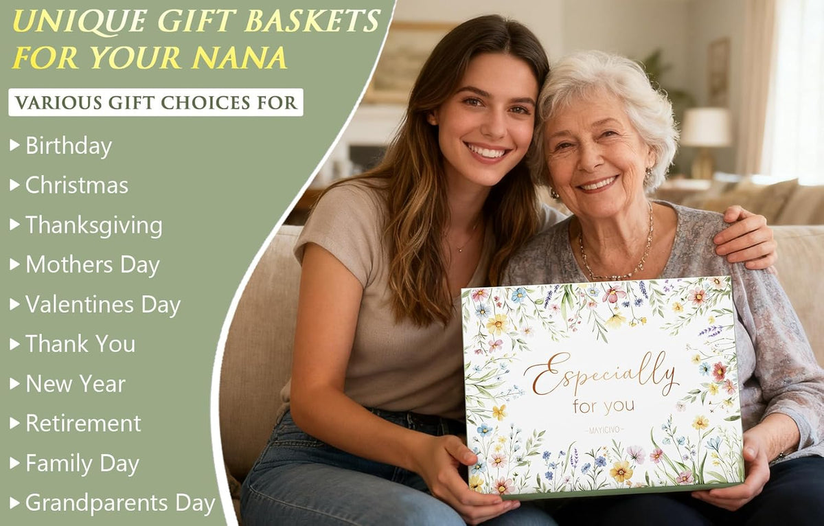 Best Grandma Christmas Gifts for Nana from Granddaughter Grandchildren Grandkids, Unique Nana Birthday Gifts for Grandma Gift Basket for Grandmother Gigi, New Granny Gift Set with Canvas Tote Bag