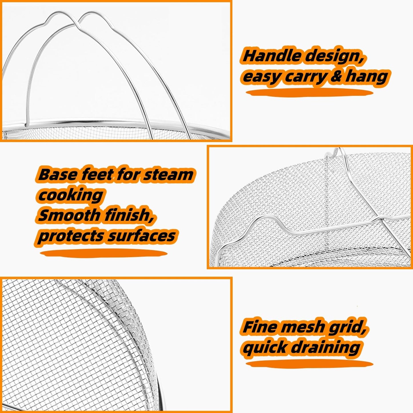Stainless Steel Steamer Basket for Instant Pot Accessories 6&8quart, Heavy-Duty Pressure Cooker with Silicone Handle Vegetable Steamer Insert, Egg Basket, Pasta Strainer,Silver